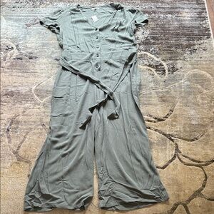 Maurices Sage Green Button-Up Jumpsuit